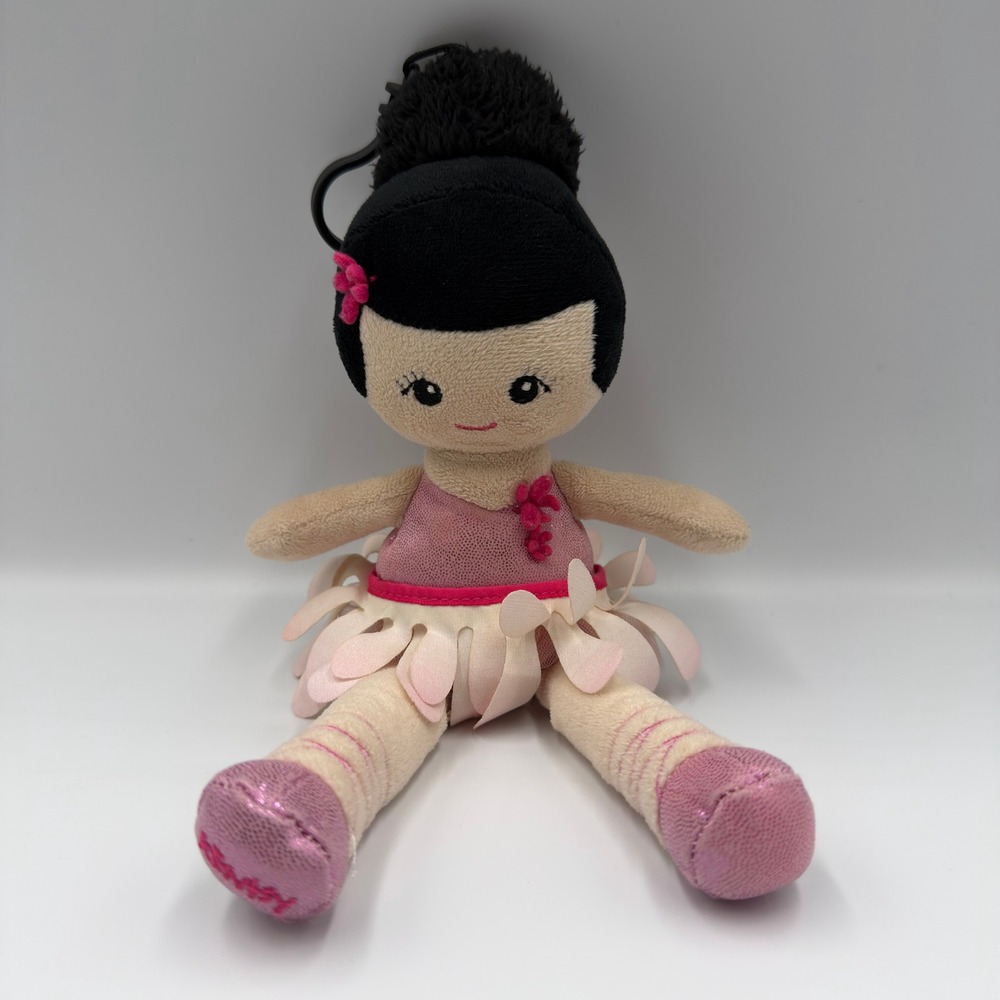 Scentsy Buddy Clip Ballerina‎ Doll Plush Pink Tutu Black Hair Backpack Clip
